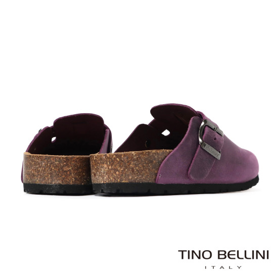 TINO BELLINI 貝里尼 歐洲進口 BIONATURA 腳床舒適鞋 真皮 經典造型 軟木軟底 拖鞋 FZ0B001-X(紫風色)