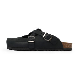 TINO BELLINI 貝里尼 歐洲進口 BIONATURA 腳床舒適鞋 交叉造型 軟木軟底 拖鞋 FZ0B005-1(黑色)