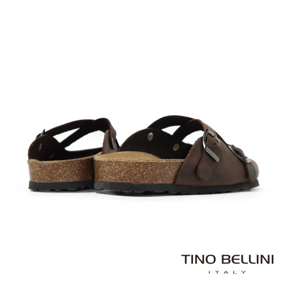 TINO BELLINI 貝里尼 歐洲進口 BIONATURA 腳床舒適鞋 交叉造型 軟木軟底 拖鞋 FZ0B005-6(咖色)