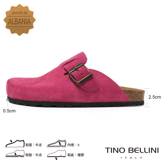 TINO BELLINI 貝里尼 歐洲進口 BIONATURA 腳床舒適鞋 經典造型 繽紛系列 軟木軟底 拖鞋 FZ0B006-C(桃紅色)