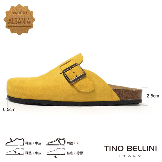 TINO BELLINI 貝里尼 歐洲進口 BIONATURA 腳床舒適鞋 經典造型 繽紛系列 軟木軟底 拖鞋 FZ0B006-G(黃色)