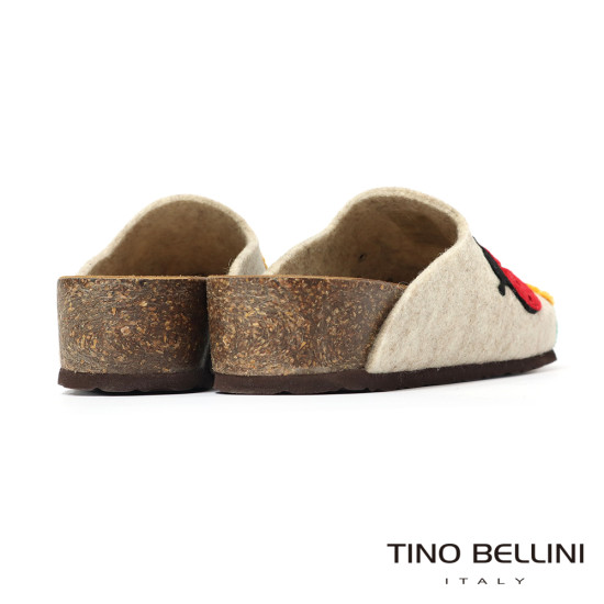 TINO BELLINI 貝里尼 歐洲進口 BIONATURA 腳床舒適鞋 羊毛氈 瓢蟲 軟木軟底 拖鞋 FZ4B003-3(米色)