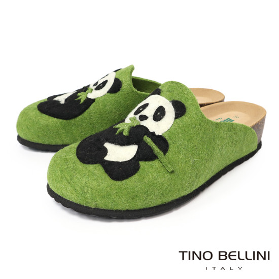 TINO BELLINI 貝里尼 歐洲進口 BIONATURA 腳床舒適鞋 羊毛氈 熊貓 軟木軟底 拖鞋 FZ4B004-5(綠色)