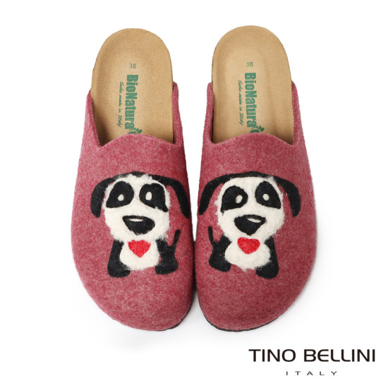 TINO BELLINI 貝里尼 歐洲進口 BIONATURA 腳床舒適鞋 羊毛氈 狗狗 軟木軟底 拖鞋 FZ4B005-2(紅色)