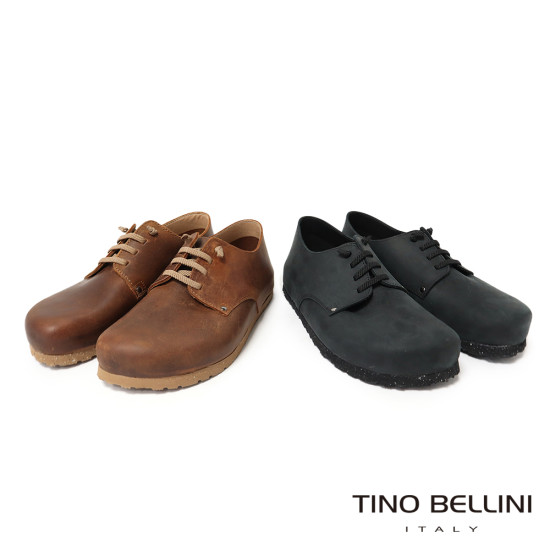 TINO BELLINI 貝里尼 歐洲進口 BIONATURA 腳床舒適鞋 繫帶造型  軟木軟底 休閒鞋 FZCB001-9(駝色)