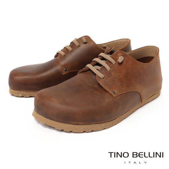 TINO BELLINI 貝里尼 歐洲進口 BIONATURA 腳床舒適鞋 繫帶造型  軟木軟底 休閒鞋 FZCB001-9(駝色)