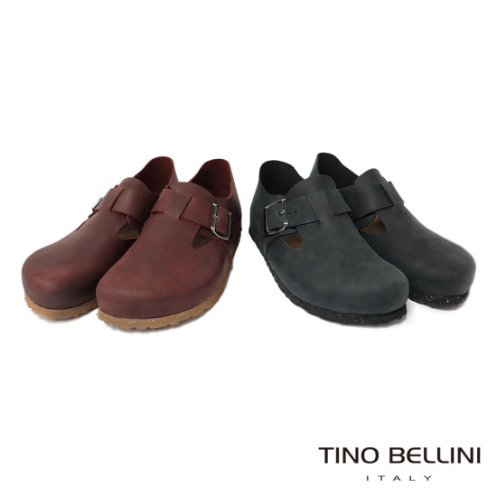 TINO BELLINI 貝里尼 歐洲進口 BIONATURA 腳床舒適鞋 飾扣造型  軟木軟底 休閒鞋 FZCB002-1(黑色)