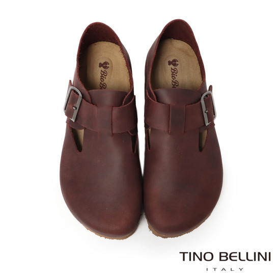 TINO BELLINI 貝里尼 歐洲進口 BIONATURA 腳床舒適鞋 飾扣造型  軟木軟底 休閒鞋 FZCB002-A(酒紅色)