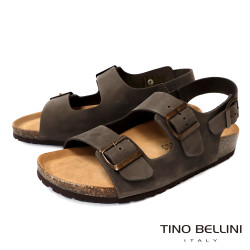 TINO BELLINI 貝里尼 歐洲進口 BIONATURA 腳床舒適鞋 男款 真皮 軟木軟底 涼拖鞋 HM0B001-6(咖色)