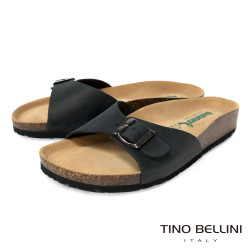 TINO BELLINI 貝里尼 歐洲進口 BIONATURA 腳床舒適鞋 男款 真皮 軟木軟底 拖鞋 HM0B003-U(黑瘋)