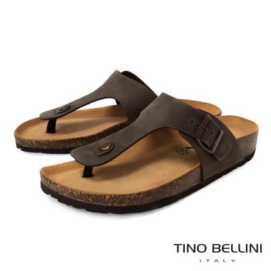 TINO BELLINI 貝里尼 歐洲進口 BIONATURA 腳床舒適鞋 男款 真皮 軟木軟底夾腳涼拖鞋 HM0B004-6