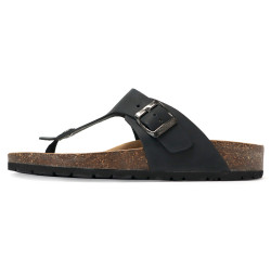 TINO BELLINI 貝里尼 歐洲進口 BIONATURA 腳床舒適鞋 男款 真皮 軟木軟底夾腳涼拖鞋 HM0B004-U(黑瘋)