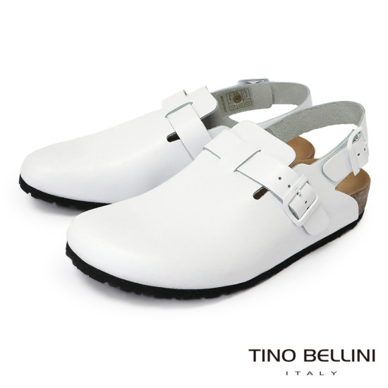 TINO BELLINI 貝里尼 歐洲進口 BIONATURA 腳床舒適鞋 男款 真皮 軟木軟底鞋 HM0B006-0(白色)