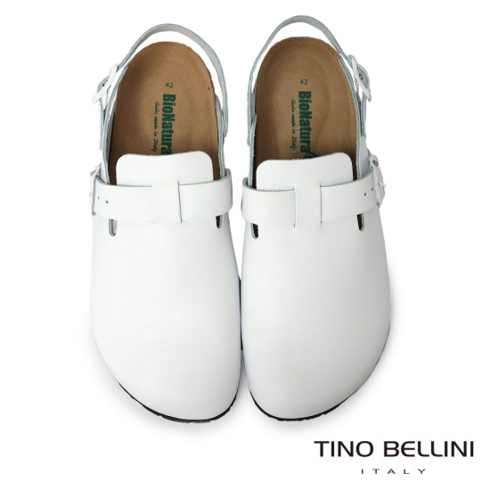 TINO BELLINI 貝里尼 歐洲進口 BIONATURA 腳床舒適鞋 男款 真皮 軟木軟底鞋 HM0B006-0(白色)
