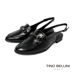 TINO BELLINI 貝里尼 巴西進口 復古飾扣露跟樂福鞋FW0T001-1(黑色)