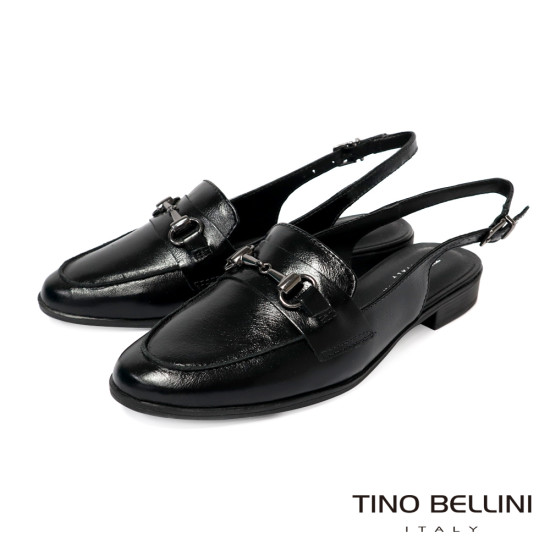 TINO BELLINI 貝里尼 巴西進口 復古飾扣露跟樂福鞋FW0T001-1(黑色)