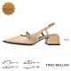 TINO BELLINI 貝里尼 巴西進口 都會雅漆皮尖頭後繫帶低跟鞋FW1V015-3(米色)