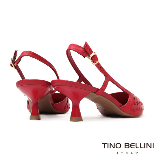 TINO BELLINI 貝里尼 巴西進口 編織造型繫帶低跟鞋FW1V017-2(紅色)