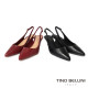 TINO BELLINI 貝里尼 巴西進口 極致簡約真皮尖頭小貓跟露跟鞋FW1V018-1(黑色)