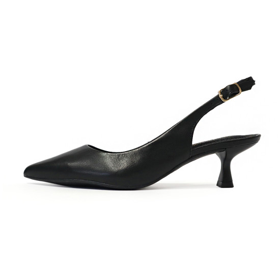 TINO BELLINI 貝里尼 巴西進口 極致簡約真皮尖頭小貓跟露跟鞋FW1V018-1(黑色)