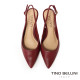 TINO BELLINI 貝里尼 巴西進口 極致簡約真皮尖頭小貓跟露跟鞋FW1V018-A(酒紅色)
