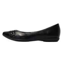 TINO BELLINI 貝里尼 巴西進口 真皮編織尖頭平底鞋FWBT041-1(黑色)