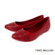 TINO BELLINI 貝里尼 巴西進口 真皮編織尖頭平底鞋FWBT041-2(紅色)