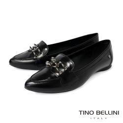 TINO BELLINI 貝里尼 巴西進口 經典金屬飾釦樂福鞋FWBT042-1(黑色)