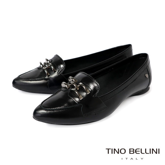 TINO BELLINI 貝里尼 巴西進口 經典金屬飾釦樂福鞋FWBT042-1(黑色)
