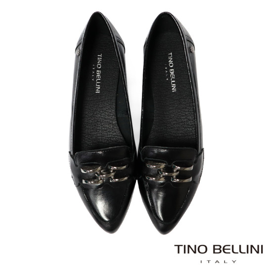 TINO BELLINI 貝里尼 巴西進口 經典金屬飾釦樂福鞋FWBT042-1(黑色)