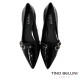 TINO BELLINI 貝里尼 巴西進口 經典魅力黑色漆皮尖頭低跟鞋FWCV044-1(黑色)