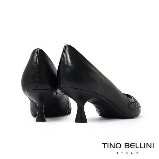TINO BELLINI 貝里尼 巴西進口 歐美時尚編織淺口跟鞋FWCV046-1(黑色)