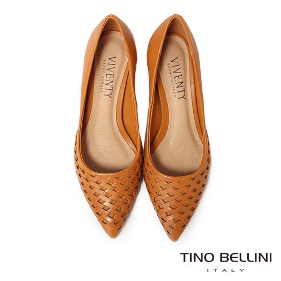 TINO BELLINI 貝里尼 巴西進口 歐美時尚編織淺口跟鞋FWCV046-9(駝色)