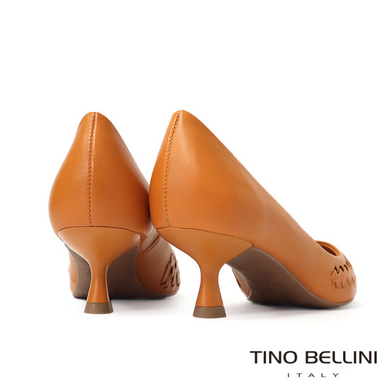 TINO BELLINI 貝里尼 巴西進口 歐美時尚編織淺口跟鞋FWCV046-9(駝色)