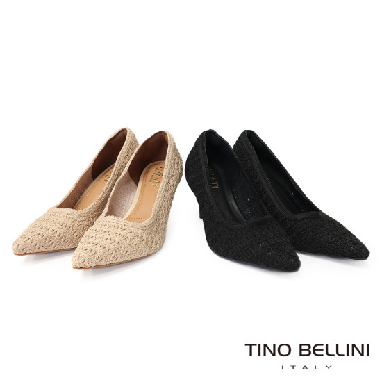 TINO BELLINI 貝里尼 巴西進口 蕾絲造型尖頭高跟鞋FWEV021-1(黑色)