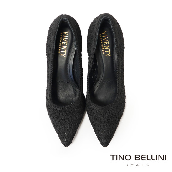 TINO BELLINI 貝里尼 巴西進口 蕾絲造型尖頭高跟鞋FWEV021-1(黑色)