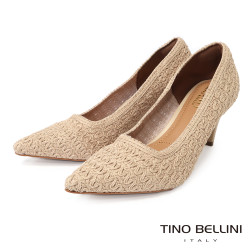 TINO BELLINI 貝里尼 巴西進口 蕾絲造型尖頭高跟鞋FWEV021-3(米色)
