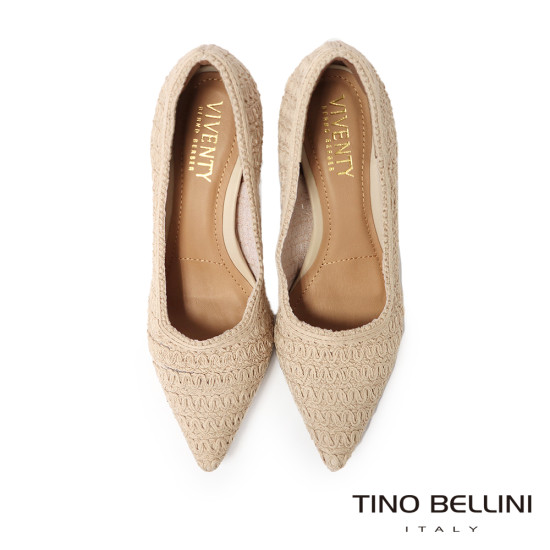 TINO BELLINI 貝里尼 巴西進口 蕾絲造型尖頭高跟鞋FWEV021-3(米色)