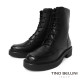 TINO BELLINI 貝里尼 阿爾巴尼亞進口 經典百真皮厚底綁帶馬丁靴FWMT017-1(黑色)