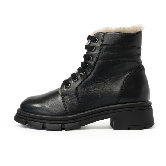 TINO BELLINI 貝里尼 真皮綁帶毛絨極保暖雪靴FWMV019-1(黑色)
