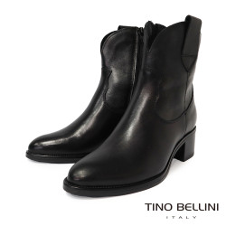 TINO BELLINI 阿爾巴尼亞進口 帥氣牛仔風 短筒 粗跟 FWOV028-1(黑色)