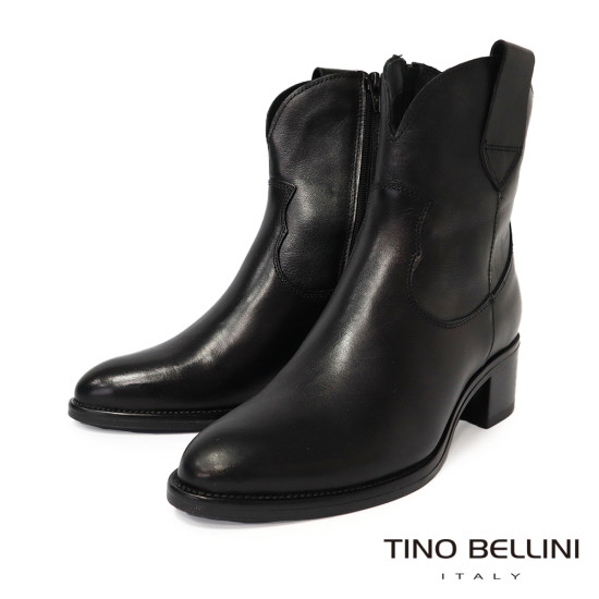 TINO BELLINI 阿爾巴尼亞進口 帥氣牛仔風 短筒 粗跟 FWOV028-1(黑色)