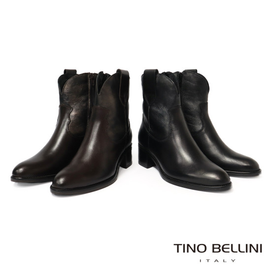 TINO BELLINI 阿爾巴尼亞進口 帥氣牛仔風 短筒 粗跟 FWOV028-1(黑色)