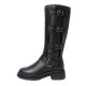 TINO BELLINI 貝里尼 阿爾巴尼亞進口 個性騎士真皮多扣環厚底中筒靴FWWV005-1(黑色)