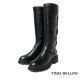 TINO BELLINI 貝里尼 阿爾巴尼亞進口 個性騎士真皮多扣環厚底中筒靴FWWV005-1(黑色)