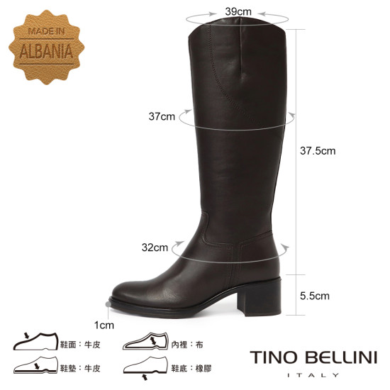 TINO BELLINI 貝里尼 阿爾巴尼亞進口 都會騎士真皮長靴FWXT007-6(咖色)