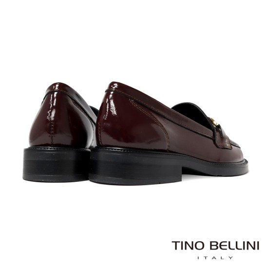 TINO BELLINI 貝里尼 義大利進口 金屬扣飾亮面皮革樂福鞋FYLT055-A(酒紅色)