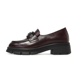 TINO BELLINI 貝里尼 阿爾巴尼亞進口 馬銜扣造型真皮厚底樂福鞋FYLV047-A(酒紅色)