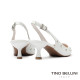 TINO BELLINI 貝里尼 巴西進口個性鉚釘尖頭後扣帶中高跟鞋FS1T011-0(白色)