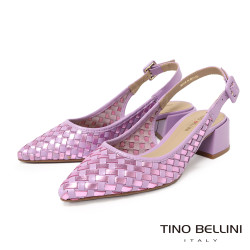 TINO BELLINI 巴西進口真皮尖頭編織造型高跟鞋FS1T013-8(紫色)